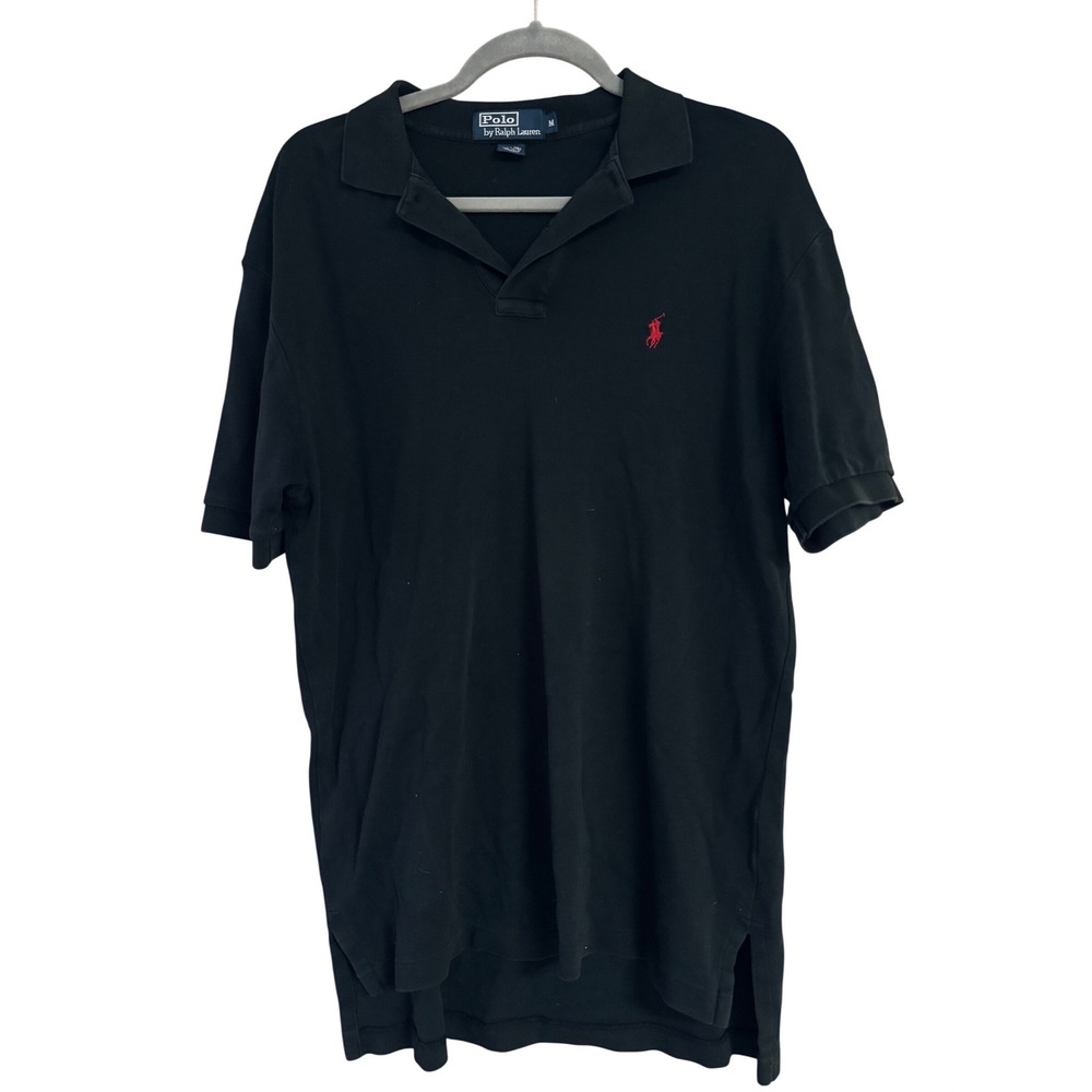 NOT FOR SALE Polo Ralph Lauren Mens Black Cotton  Polo Shirt Red Pony Size M